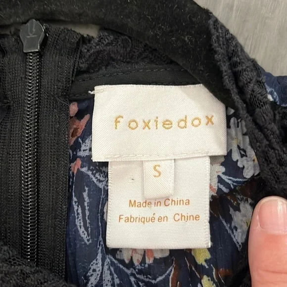 Foxiedox Anthropologie Andora Floral Dress Navy Size Small - Picture 3 of 7